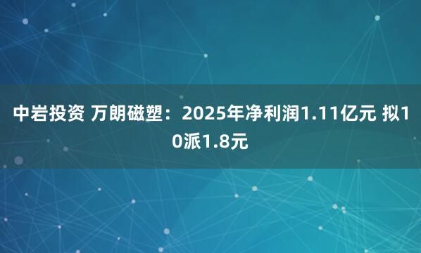 中岩投资 万朗磁塑：2025年净利润1.11亿元 拟10派1.8元